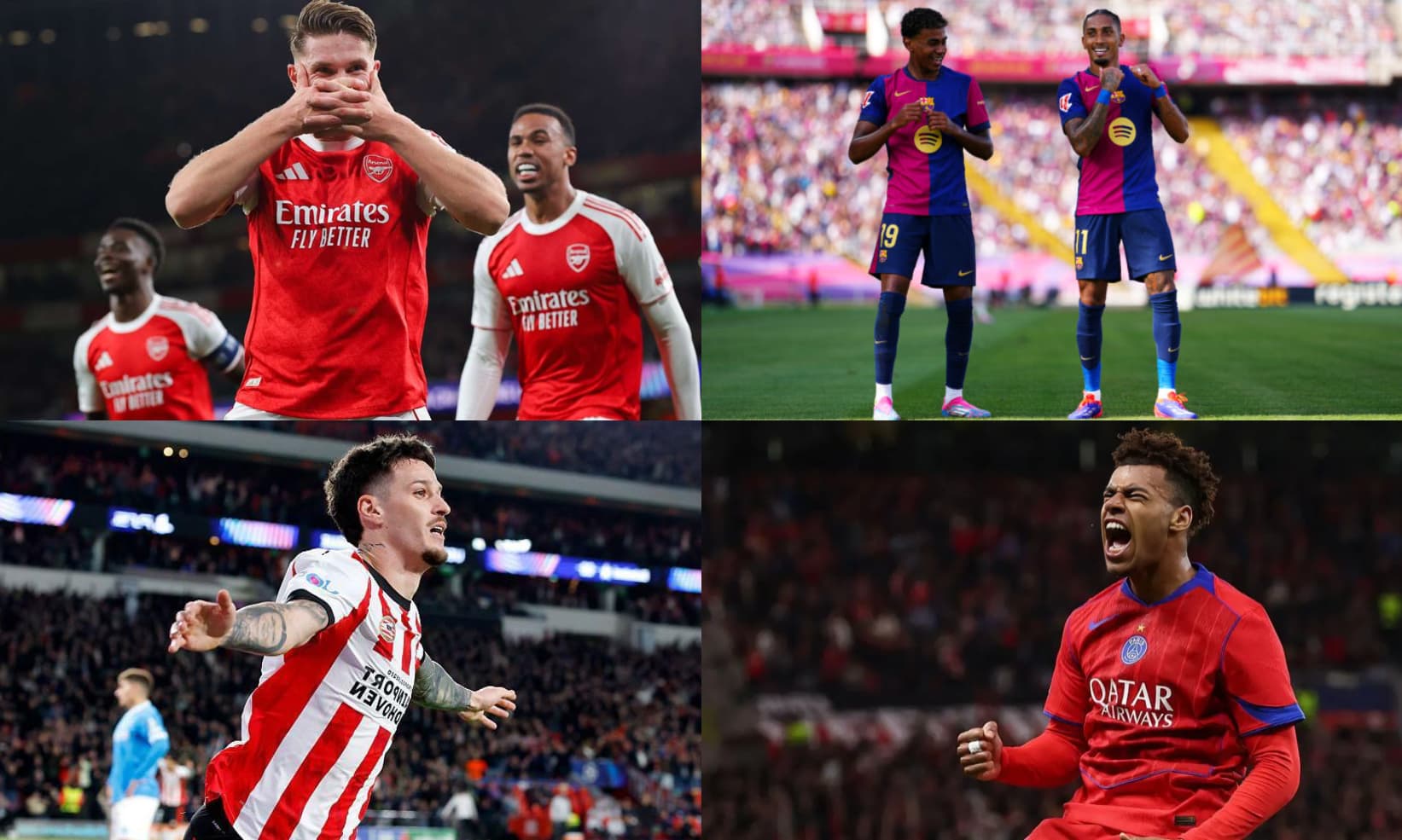 Champions League: PSG, Arsenal, and Barca run riot on goal-packed night – UCL table